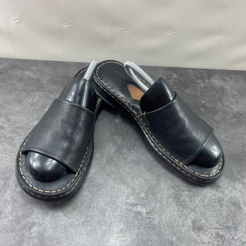 Børn Born Boc Women Shoes Black 8M Leather Slip On Comfort Casual Slides Sandals